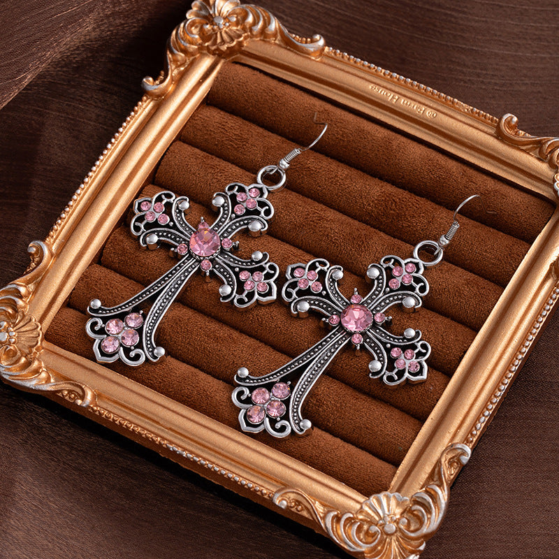 Wholesale Hollow Flower Necklace Diamond Cross Pendant Necklace Sweater Chain